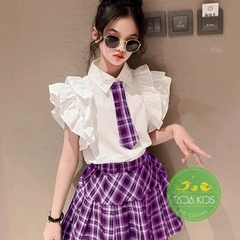 Set váy thiết kế đi kèm phụ kiện cà vạt kute cho bé từ 10-26Kg