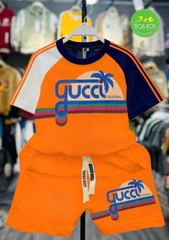 Bộ thun cotton in Gucc cây dừa cho bé từ 10-25Kg