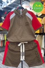 Bộ Trụ thun cotton Thêu Gucc hotrend cho bé trai từ 26-39Kg