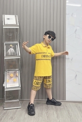 Bộ thun cotton cổ trụ in Chrition Dior size cho bé từ 42-60Kg