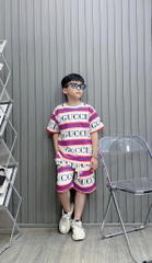 Bộ thun cotton Gucc phối sọc ngang cực ngầu cho bé từ 10-25Kg