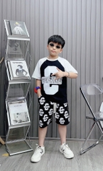 Bộ thun cotton in chữ C cho bé từ 26-39Kg