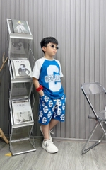 Bộ thun cotton in chữ C cho bé từ 26-39Kg