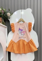 Đầm cotton tay phồng Kuromi size cho bé từ 26-40Kg