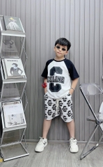 Bộ thun cotton in chữ C cho bé từ 26-39Kg