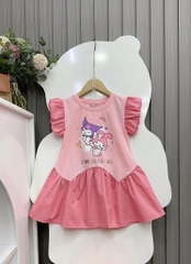 Đầm cotton tay phồng Kuromi size cho bé từ 26-40Kg