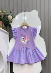 Đầm cotton tay phồng Kuromi size cho bé từ 26-40Kg