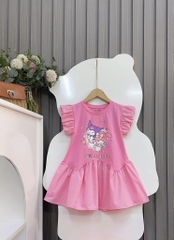 Đầm cotton tay phồng Kuromi size cho bé từ 26-40Kg