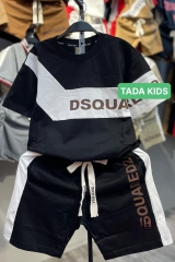 Bộ thun cotton phối 2 màu in  DSQUARDE cho bé từ 26-39Kg