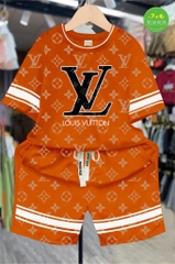Bộ thun cotton phối sọc tay in LV 39-62Kg