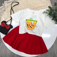 Áo thun cotton  Bé gái in Trà Sữa size cho bé từ 24-38Kg