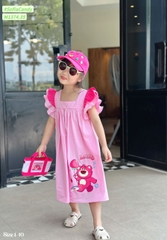 Váy kate thô cánh tiên in hình Gấu Dâu cho bé từ 8-38Kg