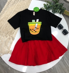 Áo thun cotton  Bé gái in Trà Sữa size cho bé từ 8-23Kg
