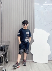Bộ bé trai cotton in hình Logo siêu nhân (26-42kg)