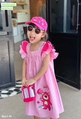 Váy kate thô cánh tiên in hình Gấu Dâu cho bé từ 8-38Kg