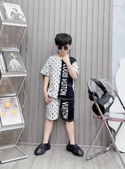Bộ bé trai cotton in hình LOUIS VUITON (26-42kg)