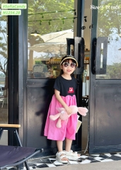 Váy gấu dâu cotton phối Kate