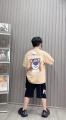 Bộ thun cotton in hình Gấu dâu 26-42Kg