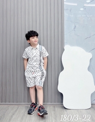 Bộ trụ bé trai cotton in hình LV (26-38kg)