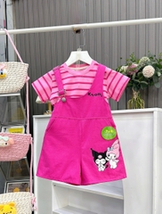 Set Yếm Kuromi phối áo sọc cho bé từ 12-26Kg