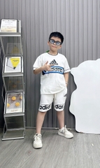 Bộ thun coton A.DI in  ngang ngực size cho bé từ 26-40kg