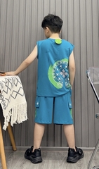 Bộ sát nách in Tròn Cotton (43-63Kg)
