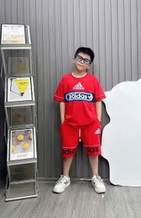 Bộ thun coton A.DI in  ngang ngực size cho bé từ 26-40kg
