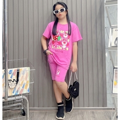 Bộ ngố bé gái cotton in hình Gấu Dâu (12-26Kg)