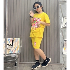 Bộ ngố bé gái cotton in hình Gấu Dâu (26-45Kg)
