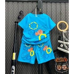Bộ bé trai cotton in hình Lục giác và chữ Rea Start (8-53Kg)