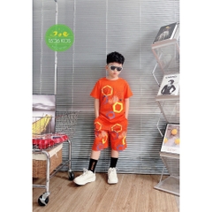 Bộ bé trai cotton in hình Lục giác và chữ Rea Start (8-53Kg)
