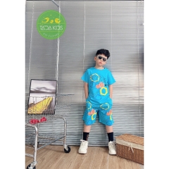 Bộ bé trai cotton in hình Lục giác và chữ Rea Start (8-53Kg)