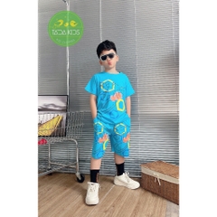 Bộ bé trai cotton in hình Lục giác và chữ Rea Start (8-53Kg)