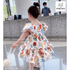 Váy tay bồng họa tiết Mickey, Vịt dễ thương cho bé 8-37Kg