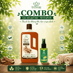 Combo Nước Lau Sàn Quế Mộc EcoTherapy 1000ml & Xịt Khử Mùi Phòng 50ml – Sạch Khuẩn, Thơm Ấm, Đuổi Côn Trùng