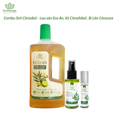 Combo 3in1 Citriodiol - Lau sàn Eco An 1000ml, Xịt Citroshiled 50ml , Bi Lăn Citrocare 9ml Thiên Nhiên An Toàn