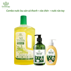 Combo Chăm Sóc Nhà Cửa EcoTherapy – Nước Lau Sàn 1000ml, Rửa Chén 485ml, Rửa Tay 300ml Sạch Khuẩn, An Toàn Từ Thiên Nhiên