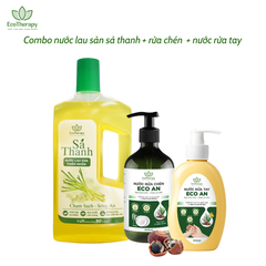 Combo Chăm Sóc Nhà Cửa EcoTherapy – Nước Lau Sàn 1000ml, Rửa Chén 485ml, Rửa Tay 300ml Sạch Khuẩn, An Toàn Từ Thiên Nhiên