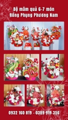 Bộ tráp/quả tone đỏ 6 - 8 món