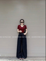 QUẦN BÒ NỮ SUÔNG XANH ĐẬM