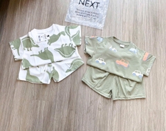 SÉT 2 BỘ COTTON CỘC KHỦNG LONG - GẤU TONE XANH BÉ TRAI( 70k)