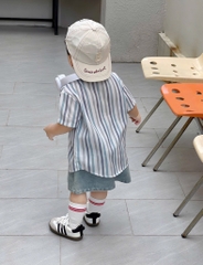 SET ÁO SƠ MI CỘC TAY KẺ KÈM QUẦN BÒ BÉ TRAI