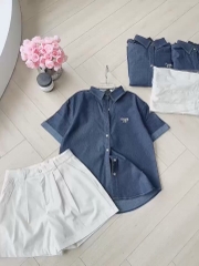 SET ÁO DENIM PHỐI SHORT TRẮNG NỮ