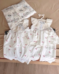 SET BỘ HOMEWEAR BÈO ĐÍNH NƠ BÉ GÁI SẴN