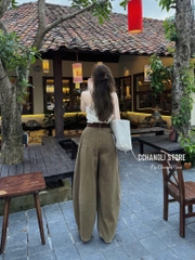 QUẦN JEAN NỮ SUÔNG NÂU GÂN NỔI