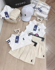 SET POLO THÊU NGỰA KÈM MŨ BÉ GÁI( xả 59k)