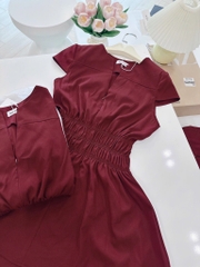 VÁY ĐỎ CẠP CHUN TÔN EO NỮ