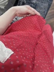 SET BỘ ĐỎ CHẤM BI VIỀN REN CỘC TAY NỮ SẴN