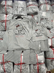 SET BỘ DÀI HELO KITY MÀU XÁM MẸ VÀ BÉ THU ĐÔNG