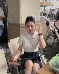 SET ÁO CỔ SEN MIX CHÂN VÁY KẺ NỮ (HÀNG ĐẮT)